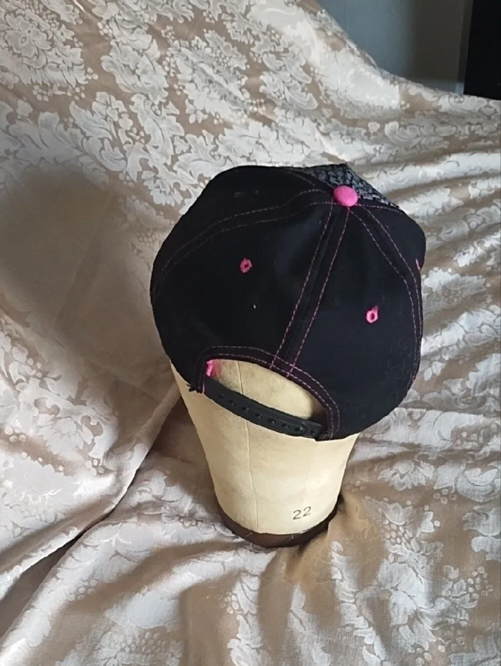 Disney Kids Cap with Pink 'Tink' Embroidery on Gray Pattern